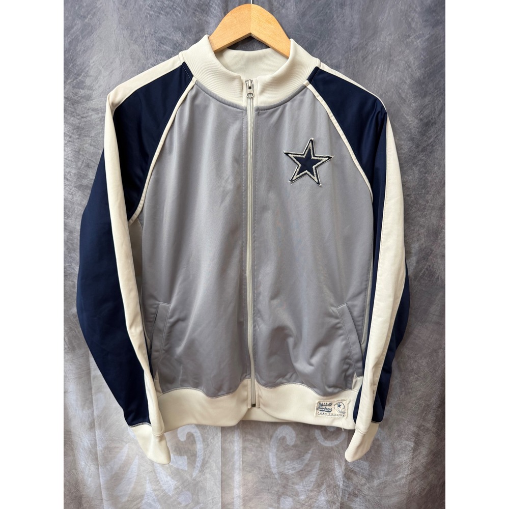 Dallas Cowboys Legends Collection Track Jacket Mens Medium Silver Navy Full Zip